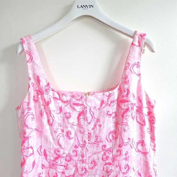 New Lilly Pulitzer Calina Filigree Linen Conch Shell Pink Midi Dress Size 4 NWT - Picture 8 of 14